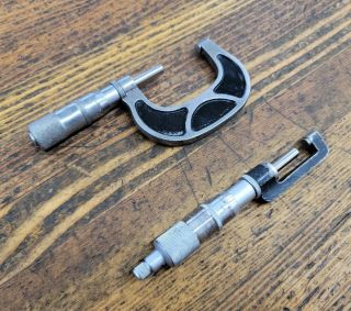 Vintage Machinist Tools Micrometer Set 0 - 1 & 1 - 2 Caliper Indicator Gauge ☆scherr