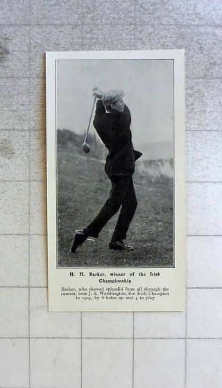 1906 Hh Barker Winner Of The Irish Golf Championship