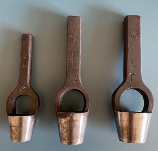 3 Vintage Wynn Timmins Heart Leather Wad Punch Tool 1 ",  7/8 ",  3/4 Leather Worker