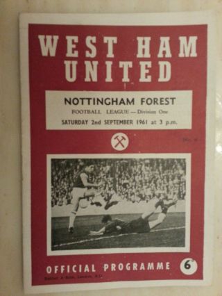 1961/62 Football League: West Ham United V Nottingham Forest - 2nd September