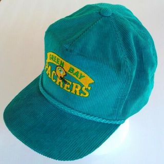Rare Vintage Amapro Nfl Green Bay Packers Corduroy Cap Hat
