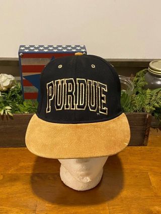 Vintage Purdue Boilermakers Snapback Hat Big Letter Block Spellout Logo Usa Made