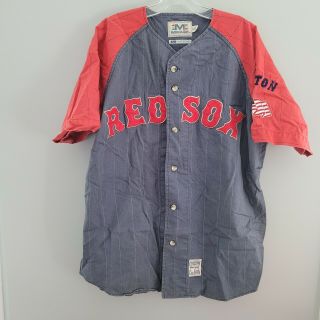 Rare Vtg Cooperstown Mirage Boston Red Sox 9/11 Flag Throwback Jersey Mens L