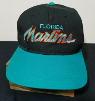Vintage Florida Marlins Sports Specialties Script The Twill Snap Back Hat