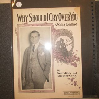 Sheet Music666 - G06 1922 " Why Should I Cry Over You " Waltz Ballad Harry Jolson