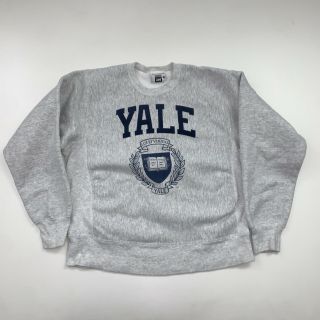 Vintage 90s Yale University Bulldogs Sweatshirt Size Medium Gray Ivy League