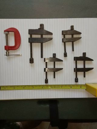 Four - Vintage L.  S.  Starrett Toolmakers Parallel Clamps,  No.  161,  One C - Clamp