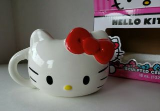 Hello Kitty Head With Red Bow Large 18 Oz Sculpted Ceramic Mug