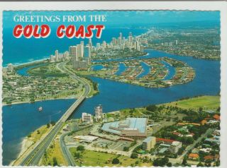 Aerial View Sundale Bridge And Surfers Paradise Queensland Hughes Postcard