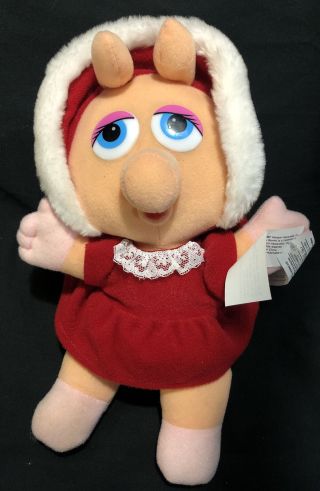1987 10 " Jim Henson Muppets Baby Miss Piggy Christmas Plush Stuffed Doll