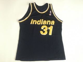 Vtg Champion Nba Indiana Pacers Reggie Miller 31 Jersey Blue Yellow 44