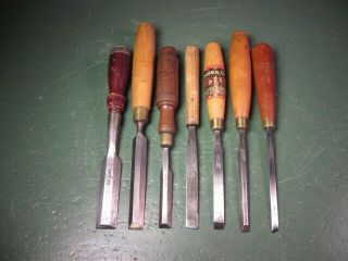 Old Vintage Woodworking Tools Carving Chisels Fine Type Group