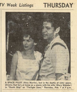 1963 Tv Ad Ross Martin & Mary Webster In Twilight Zone Episode Death Ship