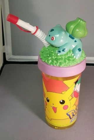 1999 Nintendo Pokemon Bulbasaur Sipper Bottle W/ Straw Drink Cup Jazwares