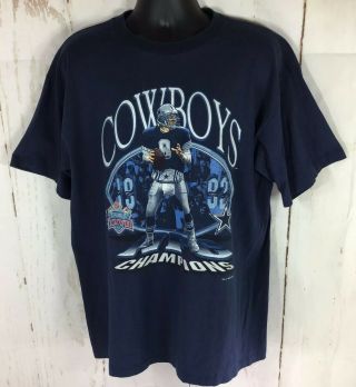 Vintage Salem Sportswear 1993 Dallas Cowboys T Shirt Bowl Xxvii Blue Sz Xl