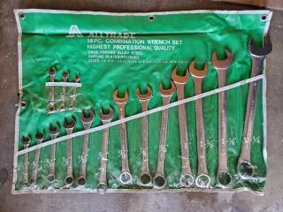 Vintage Alltrade Tools 16 Piece Wrench Set All Trade Alloy Steel Chrome Plated