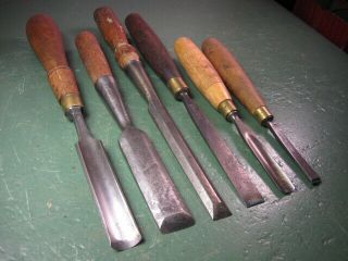 OLD VINTAGE WOODWORKING TOOLS CARVING CHISELS GROUP ALL TYPES 3