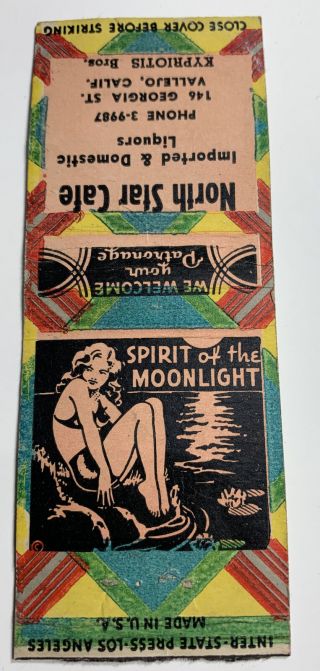 North Star Cafe Restaurant Pin Up Matchbook Cover Vallejo California