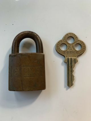 Eagle Lock Co - Antique Padlock With Key - Rare