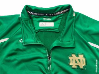 Adidas Notre Dame Irish Shamrock Series Climalite 1/4 Zip Green Pullover Xxl Euc