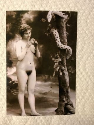 Eve & The Snake - Early 1900s Photo.  4x6 Photo - Black & White