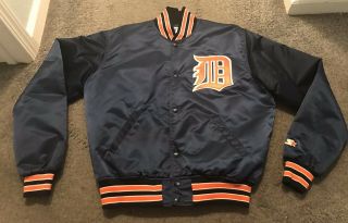 Vintage Detroit Tigers Starter Satin Baseball Jacket Size L Usa