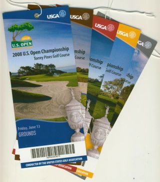2008 Us Open Golf Full Paper Tickets Mon - Fri (5 Tickets) Tiger Woods Win 65