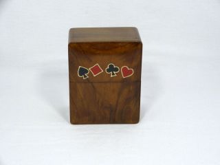 Vinatage Polished Wood Playing Card Box & Two Packs Of Waddingtons Playing Cards