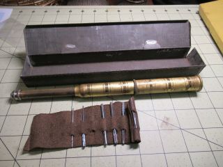 Antique Brass Johnson & Tainters Ratchet Automatic Drill Push With Case