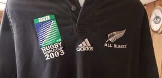 Adidas All Blacks iRB Rugby World Cup 2003 Men ' s Jersey Polo 2XL Cotton Shirt 2
