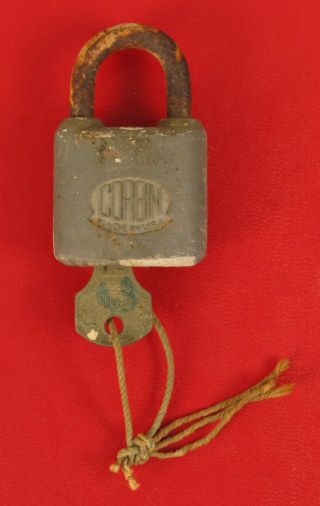 Antique Corbin Lock With Key Padlock Old Example Shank A Little Rusty But