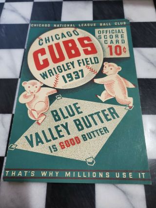 1937 Score Card York Giants Vs.  Chicago Cubs Pabst Wrigley Field Mel Ott
