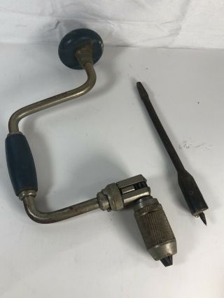 Vintage Stanley Ratcheting Bit Brace Drill 02 - 253 H1253a - 10in & Bit