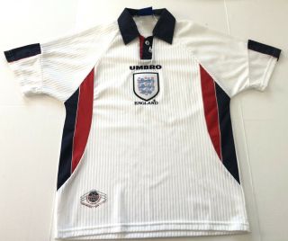 Vintage 90s 1997 - 1999 England Home Soccer Football Shirt Jersey Size L Rare