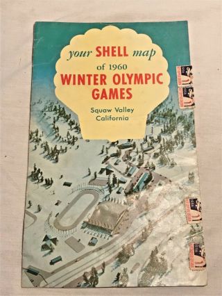 Vintage Shell Oil Map 1960 Winter Olympic Games Squaw Valley Ca | Mcm Htf Rare