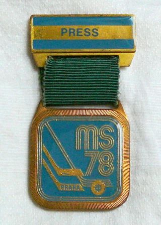 1978 Iihf World Ice Hockey Championships Press Pin Badge Participant Prague