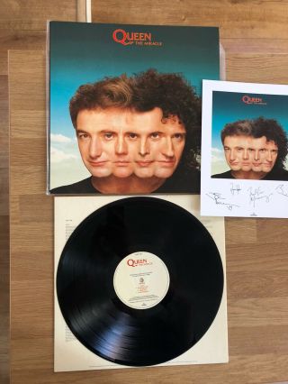 Queen - The Miracle 1989 U.  K.  Orig Lp,  Signed Print & Inner.  Ex,  Cond