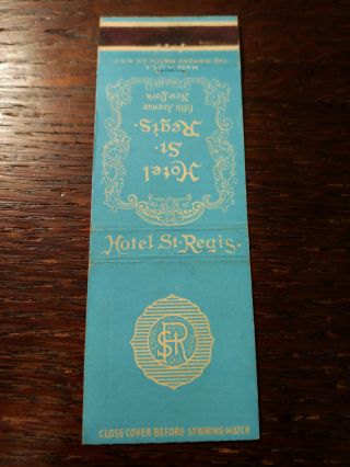 Vintage Matchcover: Hotel St.  Regis,  York,  Ny 89