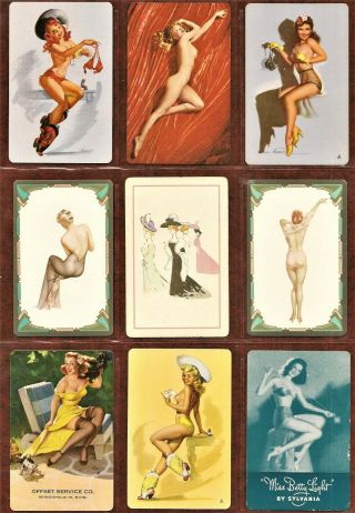9 Vintage Aces Of Spades Pinup Playing Cards Nmint 1940s - 60s 1 Marilyn Monroe