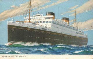 Vintage Ocean Liner Cunard White Star Line Mv Britannic Postcard