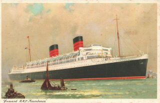Vintage Cunard White Star Line Steamship Rms Mauretania Postcard