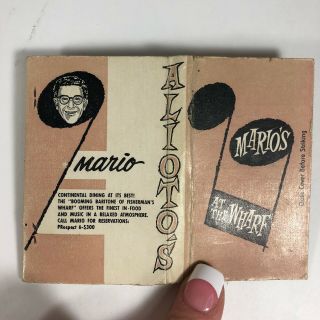 Vintage Marios At The Warf San Fransisco California Matchbook Mid Century 1950s