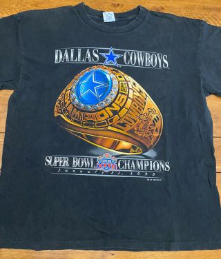 Vintage Dallas Cowboys Bowl Ring Xxvii Champs 1993 Salem T - Shirt Size Xl