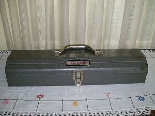 Vintage Gray Metal Craftsman Tool Box With Handle / 19 - 3/4 " X 6 " X 3 - 1/2 " /
