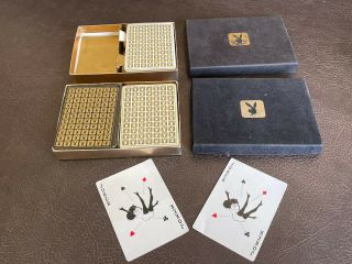 Playboy Playing Cards Poker Game Three Decks & Box 1970 