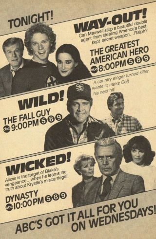 1982 Tv Ad Dynasty The Fall Guy Lee Majors The Greatest American Hero