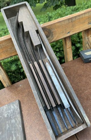 Mound Tool Co.  Set Of 6 Bearing Scrapers In Wood Box