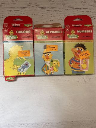 Vintage Sesame Street Flash Card Jim Henson Muppets Set Of 3