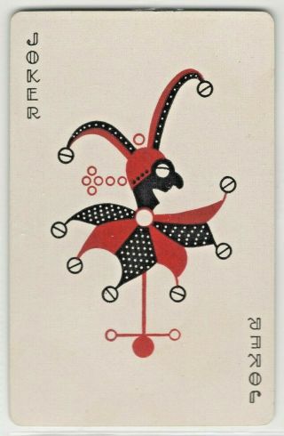 Joker: 1 Vintage Swap Playing Card: Jester (back: 2 Dogs)