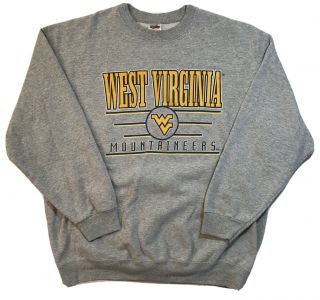 Vintage West Virginia University Wvu Mountaineers Crewneck Sweatshirt Gray Xl
